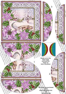 Snowscene Lilac Poinsettia 5in Round Side Stacker