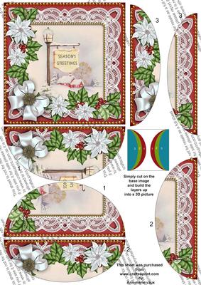 Pub Sign Poinsettia 5in Round Side Stacker