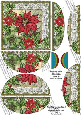 Green Poinsettia 5in Round Side Stacker