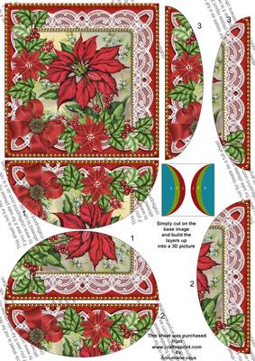 Red Poinsettia 5in Round Side Stacker
