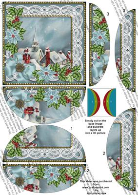 Blue Rooftops Poinsettia 5in Round Side Stacker