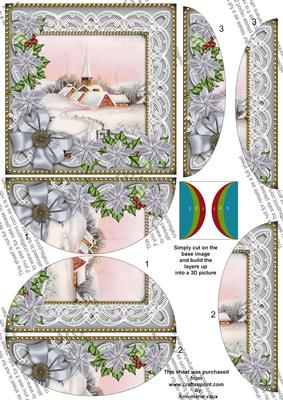 Silver Snow Church Poinsettia 5in Round Side Stacker