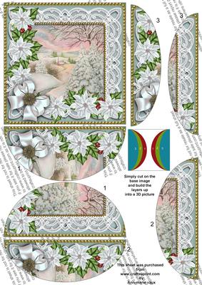 Snowscene2 Ice Poinsettia 5in Round Side Stacker