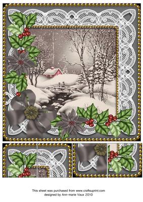 Black Winter Walk Poinsettia 8in Picture Sheet