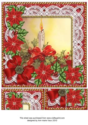 Candles Red Poinsettia 8in Picture Sheet
