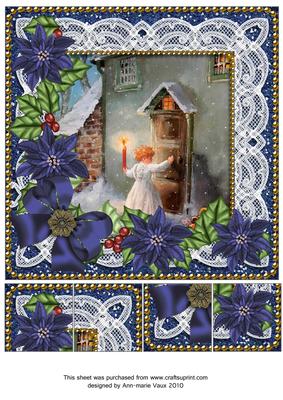 Blue Choirboy Knocking Poinsettia 8in Picture Sheet