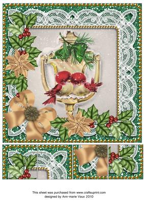 Lovebirds Green Poinsettia 8in Picture Sheet