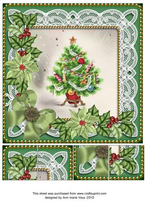 Christmas Tree Green Poinsettia 8in Picture Sheet