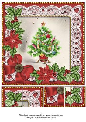 Christmas Tree Red Poinsettia 8in Picture Sheet