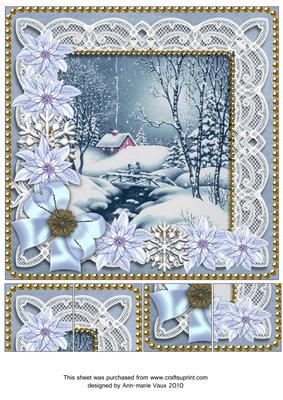 Blue Winter Walk Poinsettia 8in Picture Sheet