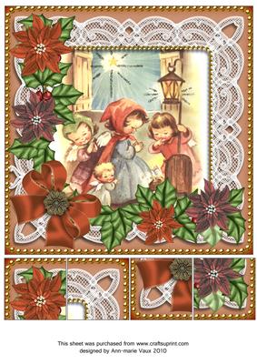 Nativity Scene Poinsettia 8in Picture Sheet