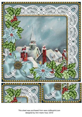 Blue Rooftops Poinsettia 8in Picture Sheet