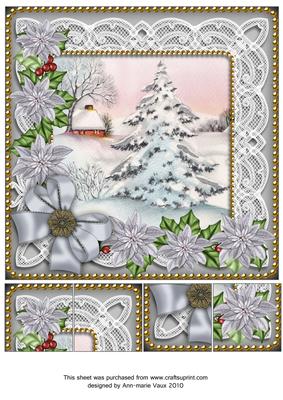 Silver Snow Tree Poinsettia 8in Picture Sheet