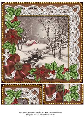 Bronze Winter Walk Poinsettia 8in Picture Sheet