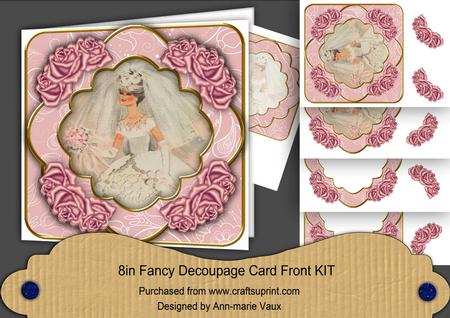 Blushing Bride Pink Rose Fancy 8in Decoupage Cf Kit