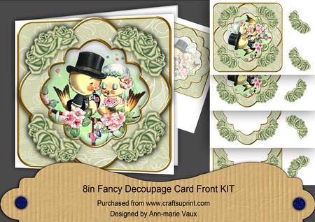 Love Ducks Olive Rose Fancy 8in Decoupage Cf Kit