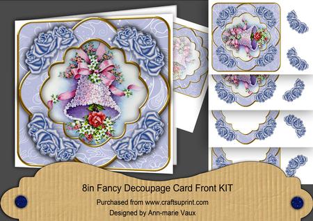 Wedding Bells Blue Rose Fancy 8in Decoupage Cf Kit