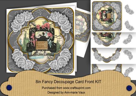 Wedding Car Silver Rose Fancy 8in Decoupage Cf Kit