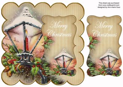 Cream Lantern Merry Christmas 8in Scallop Topper