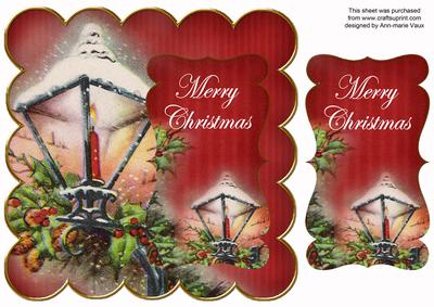 Red Lantern Merry Christmas 8in Scallop Topper