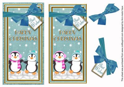 Teal Penguin Duo Happy Christmas Dl Topdown Step by Step