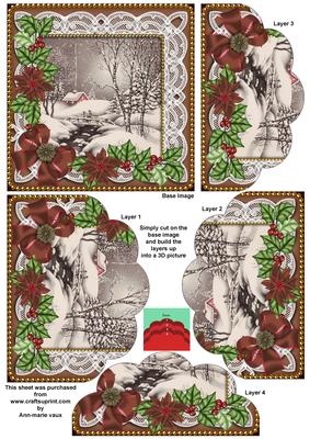 Winter Walk Bronze Poinsettia 5in Scallop Bottom Stacker