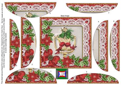 Lovebirds Red Poinsettia 5in Rounded Spiral Stacker
