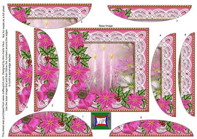 Pink Candle Trio Poinsettia 5in Rounded Spiral Stacker
