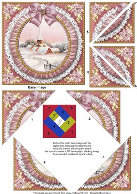 Pink Snow Church Ruffle 5inch Triangle Edge Spiral Stacker