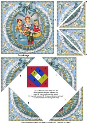 Blue Carol Singers Ruffle 5inch Triangle Edge Spiral Stacker