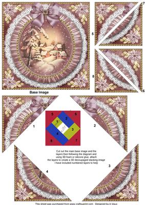 Snowy Village Ruffle 5inch Triangle Edge Spiral Stacker