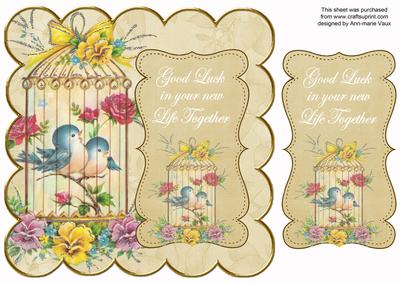 Cream Lovebirds New Life Together 8in Scallop Topper