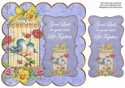 Blue Lovebirds New Life Together 8in Scallop Topper