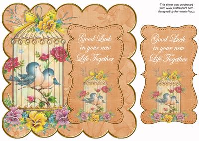 Borange Lovebirds New Life Together 8in Scallop Topper