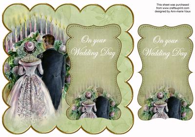 Olive Happy Couple Wedding Day 8in Scallop Topper