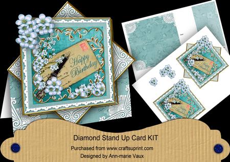 Teal Blossom Happy Birthday Diamond Mini Card Kit