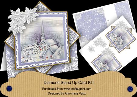 Blue Church Poinsettia Diamond Mini Card Kit