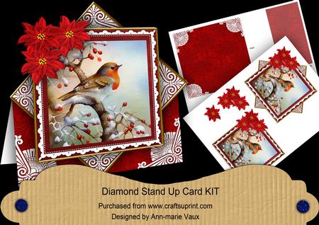 Red Robin Red Poinsettia Diamond Mini Card Kit