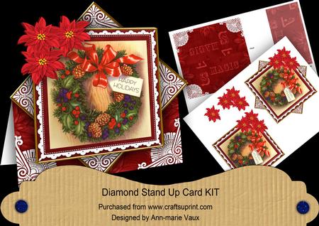 Christmas Holiday Wreath Red Diamond Mini Card Kit