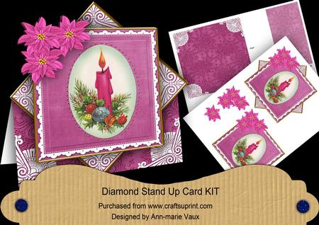 Christmas Candle Cerise Diamond Card Mini Kit