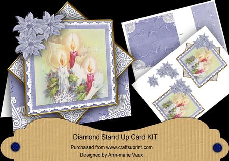 Candle Trio Blue Poinsettia Diamond Mini Card Kit