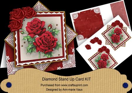 Christmas Roses Red Poinsettia Diamond Mini Card Kit
