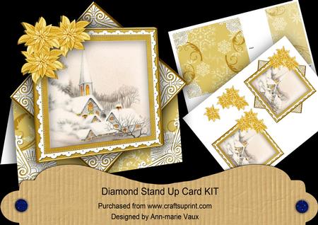 Ice Church Gold Poinsettia Diamond Mini Card Kit
