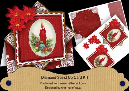 Red Candle Poinsettia Diamond Mini Card Kit