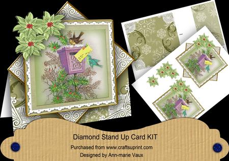 Postbox Olive Poinsettia Diamond Card Mini Kit