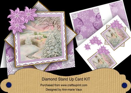 Lilac Snowscene2 Poinsettia Diamond Card Mini Kit
