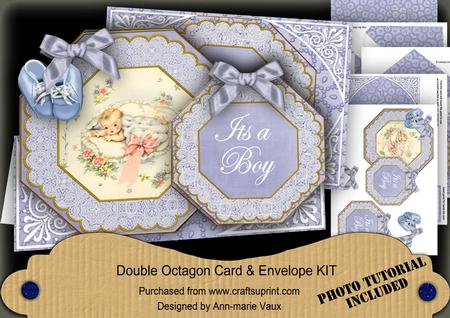 Blue Its a Boy! Double Octagon Card Kit