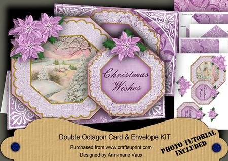 Lilac Snowscene2 Christmas Wishes Double Octagon Card Kit