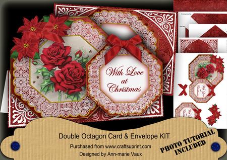 Red Roses Love at Christmas Double Octagon Card Kit
