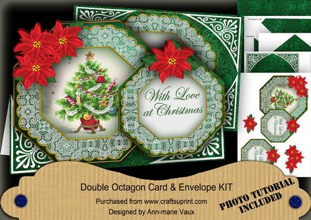 Elegant Tree Gr Love at Christmas Double Octagon Card Kit